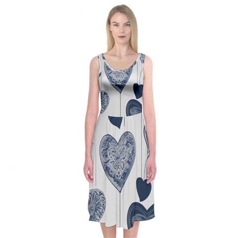 Blue Hearts Midi Sleeveless Dress from ArtsNow.com