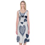 Blue Hearts Midi Sleeveless Dress