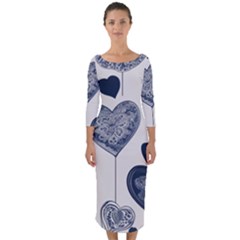 Quarter Sleeve Midi Bodycon Dress 