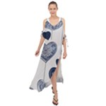 Blue Hearts Maxi Chiffon Cover Up Dress