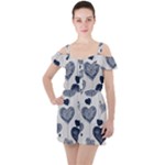 Blue Hearts Ruffle Cut Out Chiffon Playsuit