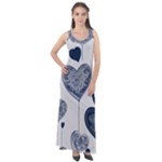 Blue Hearts Sleeveless Velour Maxi Dress