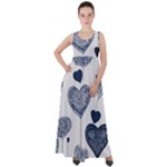 Blue Hearts Empire Waist Velour Maxi Dress