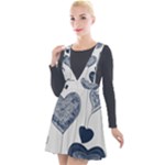 Blue Hearts Plunge Pinafore Velour Dress