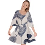 Blue Hearts Velour Kimono Dress
