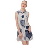 Blue Hearts Sleeveless Shirt Dress