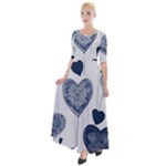 Blue Hearts Half Sleeves Maxi Dress
