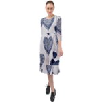 Blue Hearts Ruffle End Midi Chiffon Dress