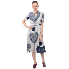 Keyhole Neckline Chiffon Dress 