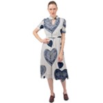 Blue Hearts Keyhole Neckline Chiffon Dress