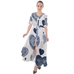 Blue Hearts Waist Tie Boho Maxi Dress