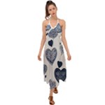 Blue Hearts Halter Tie Back Dress 