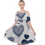 Blue Hearts Cut Out Shoulders Chiffon Dress