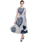 Blue Hearts Round Neck Boho Dress