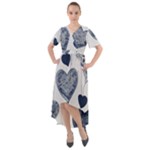 Blue Hearts Front Wrap High Low Dress