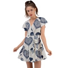 Flutter Sleeve Wrap Dress 