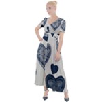 Blue Hearts Button Up Short Sleeve Maxi Dress