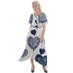 Blue Hearts Cross Front Sharkbite Hem Maxi Dress