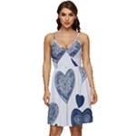 Blue Hearts V-Neck Pocket Summer Dress 