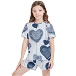 Blue Hearts Kids  T-Shirt And Sports Shorts Set
