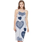 Blue Hearts Bodycon Cross Back Summer Dress