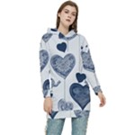 Blue Hearts Women s Long Oversized Pullover Hoodie
