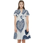 Blue Hearts Short Sleeve Waist Detail Dress
