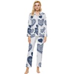 Blue Hearts Womens  Long Sleeve Velvet Pocket Pajamas Set