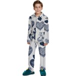 Blue Hearts Kids  Long Sleeve Velvet Pajamas Set