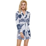 Blue Hearts Long Sleeve Satin Robe