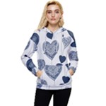 Blue Hearts Women s Lightweight Drawstring Hoodie