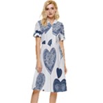 Blue Hearts Button Top Knee Length Dress