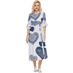 Blue Hearts Double Cuff Midi Dress