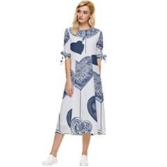 Bow Sleeve Chiffon Midi Dress 