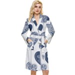 Blue Hearts Long Sleeve Velvet Robe