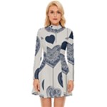 Blue Hearts Long Sleeve Velour Longline Dress