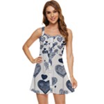 Blue Hearts Ruffle Edge Bra Cup Chiffon Mini Dress