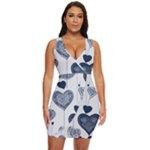 Blue Hearts Draped Bodycon Dress
