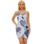 Blue Hearts Wrap Tie Front Dress