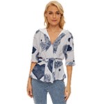 Blue Hearts Lightweight Drawstring Hooded Top