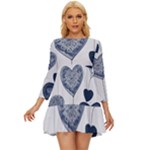 Blue Hearts Long Sleeve Babydoll Dress