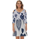 Blue Hearts Shoulder Cut Out Zip Up Dress