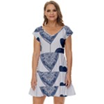 Blue Hearts Short Sleeve Tiered Mini Dress