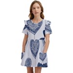 Blue Hearts Kids  Frilly Sleeves Pocket Dress