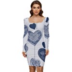 Blue Hearts Women Long Sleeve Ruched Stretch Jersey Dress