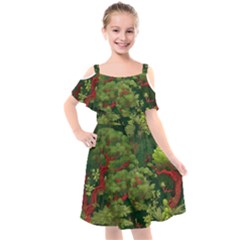 Kids  Cut Out Shoulders Chiffon Dress 