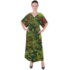 V-Neck Boho Style Maxi Dress 