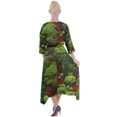 Quarter Sleeve Wrap Front Maxi Dress 