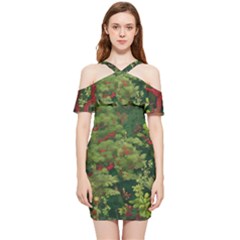 Shoulder Frill Bodycon Summer Dress 