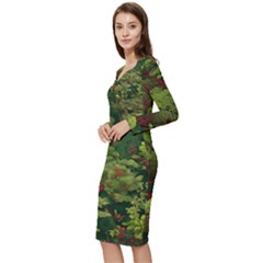 Long Sleeve V-Neck Bodycon Dress  